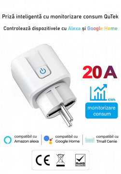Set 2 prize SmartPlug® Wi-Fi, Max 20A, monitorizare consum energie, compatibil SmartLife, Tuya, Google, Alexa - Img 2