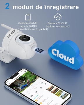 Camera Supraveghere WiFi Exterior/Interior QUTEK Guardian 5MP PTZ 360°, Night Vision Color, Auto Tracking, IP66, Audio Bidirectional - Img 6