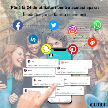 Cântar inteligent pentru grăsime corporală SmartFit cu 8 electrozi, digital, analizor de compoziție completă a corpului cu raport, cântar de baie precis pentru greutatea musculară, 4XAAA, alb - Img 6