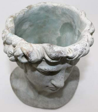 Ghiveci de flori fata din argila, gri, 4x21x13cm - Img 2