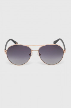 Guess, Ochelari de soare aviator unisex cu detalii logo, Auriu, Negru, 56-15-140, GU5213 28B - Img 3