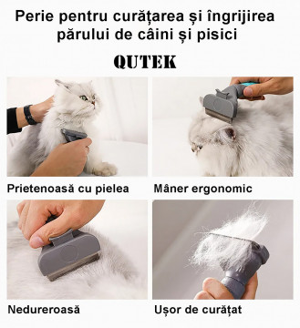 Perie par Caini, Pisici, Animale, QuTek, Anti-naparlire, pentru tuns, usor de inlaturat parul, M - Img 7
