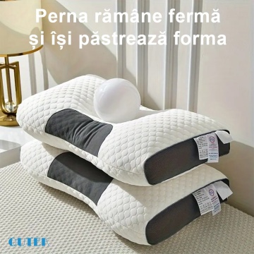 Perna ortopedica pentru dormit ajustabila QUTEK®️, fibre respirabile, cu fermoar, pentru Gat si Suport Cervical, 3 Zone de Confort, lavabila, Ideala pentru dormitul lateral, spate sau stomac, 70x45cm - Img 5