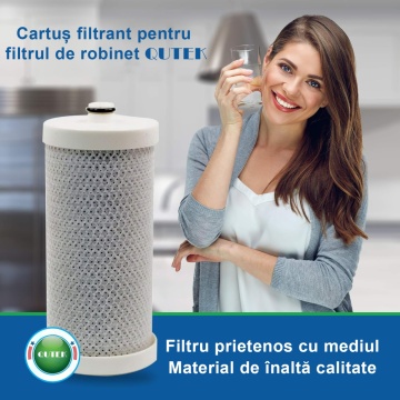 Cartus filtrant, rezerva, pentru filtru de apa robinet cu afisaj digital, Ideal pentru bucatarie si bai, 7 straturi filtrare, elimina impuritatile, trateaza apa, reduce clorul, gustul, mirosul, QUTEK - Img 3