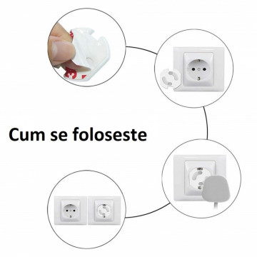 Set 10 bucati protectii Qutek, pentru priza, cu adeziv, Alb - Img 2