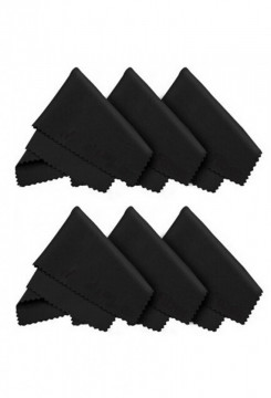 Set 6 bucati, Lavete din microfibra QTek pentru ochelari, telefon, tableta, 15x15 cm, negru - Img 1