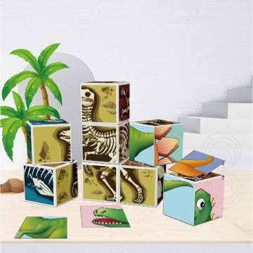 Set de constructie magnetic educational QuTek Dino cu carduri de invatare - Img 5