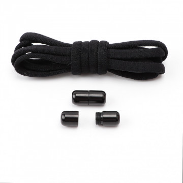 Sireturi Elastice cu sistem NO TOUCH cu Capsula Metalica, Qutek, Rotunde, Negru - Img 5