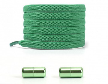 Sireturi elastice LQT cu sistem NO TOUCH si Capsula Metalica colorata pentru copii si adulti, flat, Verde - Img 2