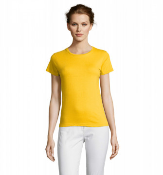 Tricou Simplu Femei, Model Elegant, 100% bumbac, gold - Img 2