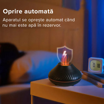 Umidificator LQT Flamma cu difuzor de aroma cu flacara, lumina de noapte cu 7 culori, difuzor de uleiuri esentiale si ceată rece cu ultrasunete pentru casa si birou, negru - Img 6