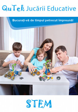 Set educational STEM CREATOR 4 in 1 masini de Jucarie, Demontabil, cu Surubelnita, Instructiuni si Cutie de Depozitare Qutek - Img 4
