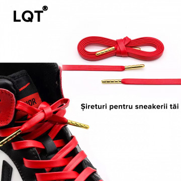 Sireturi plate premium LQT din piele PU pentru sneaker 120 cm, rosu - Img 6