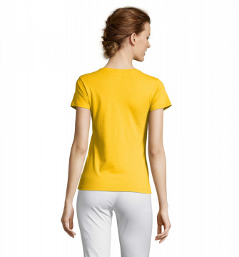 Tricou Simplu Femei, Model Elegant, 100% bumbac, gold - Img 3