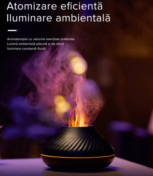 Umidificator LQT Flamma cu difuzor de aroma cu flacara, lumina de noapte cu 7 culori, difuzor de uleiuri esentiale si ceată rece cu ultrasunete pentru casa si birou, negru - Img 7