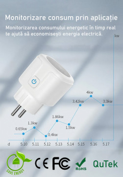 Set 2 prize SmartPlug® Wi-Fi, Max 20A, monitorizare consum energie, compatibil SmartLife, Tuya, Google, Alexa - Img 6