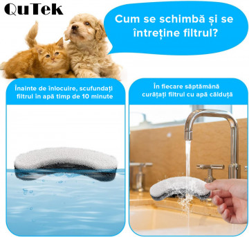 Set 4 Filtre pentru Dispenser Apa Automat QuTek® 1.5 L, Fantana pentru Pisici/Caini QuTek, Purificare, Ionizare, Carbon Activ - Img 4