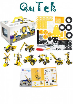 Set educational STEM CREATOR 8 in 1 masini de Jucarie, Vehicule de Constructii, Demontabil, cu Surubelnita, Instructiuni si Cutie de Depozitare Qutek - Img 3