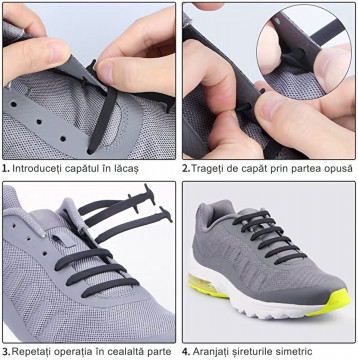 Set sireturi elastice din silicon, 10+10, NO TIE, QuTek, negre - Img 8