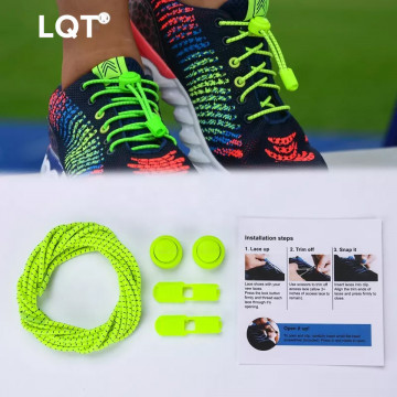 Sireturi Elastice reflectorizante LQT cu sistem NO TOUCH cu Locker, verde - Img 4