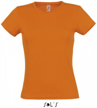 Tricou Simplu Femei, Model Elegant, 100% bumbac, portocaliu - Img 1