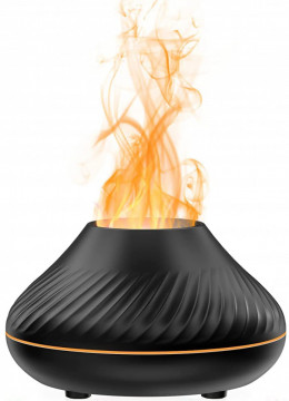 Umidificator LQT Flamma cu difuzor de aroma cu flacara, lumina de noapte cu 7 culori, difuzor de uleiuri esentiale si ceată rece cu ultrasunete pentru casa si birou, negru - Img 1