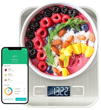 Cântar de Bucătărie Smart 5kg Digital cu Bluetooth, Aplicație Nutridays, Precizie 1g, Oțel Inoxidabil, LCD, Auto On/Off – Cântar Nutrițional pentru Gătit, Dietă, Cafea – Certificat CE/RoHS - Img 1