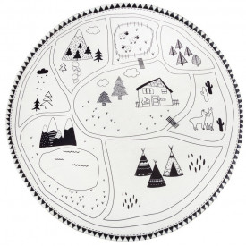 Covor Mountains camera copil, stil nordic, Atmosphera, rotund, poliester, dimensiune 90x90 cm - Img 1