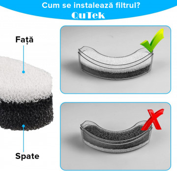 Set 4 Filtre pentru Dispenser Apa Automat QuTek® 1.5 L, Fantana pentru Pisici/Caini QuTek, Purificare, Ionizare, Carbon Activ - Img 5