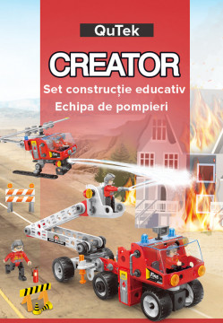 Set educational 187 piese Echipa de Interventie, Pompieri, STEM, Demontabil, cu Surubelnita, Instructiuni si Cutie de Depozitare Qutek - Img 3