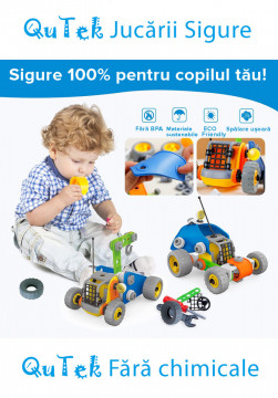 Set educational STEM CREATOR 4 in 1 masini de Jucarie, Demontabil, cu Surubelnita, Instructiuni si Cutie de Depozitare Qutek - Img 6