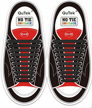 Set sireturi elastice din silicon, 10+10, NO TIE, QuTek, negre - Img 1