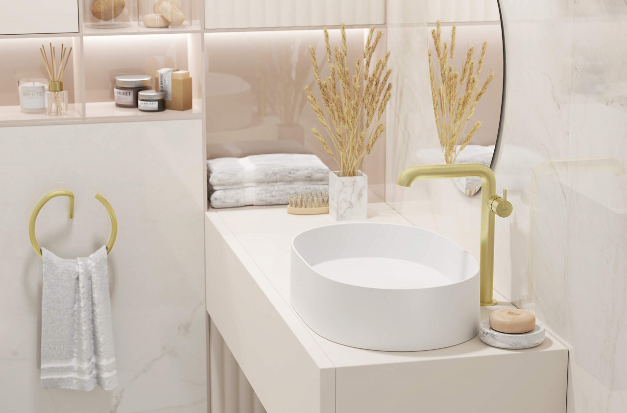 Baterie pentru chiuvetă, înalt, cu pipă dreptunghiulară, Silia, BQS_R24K - 1 | YEO