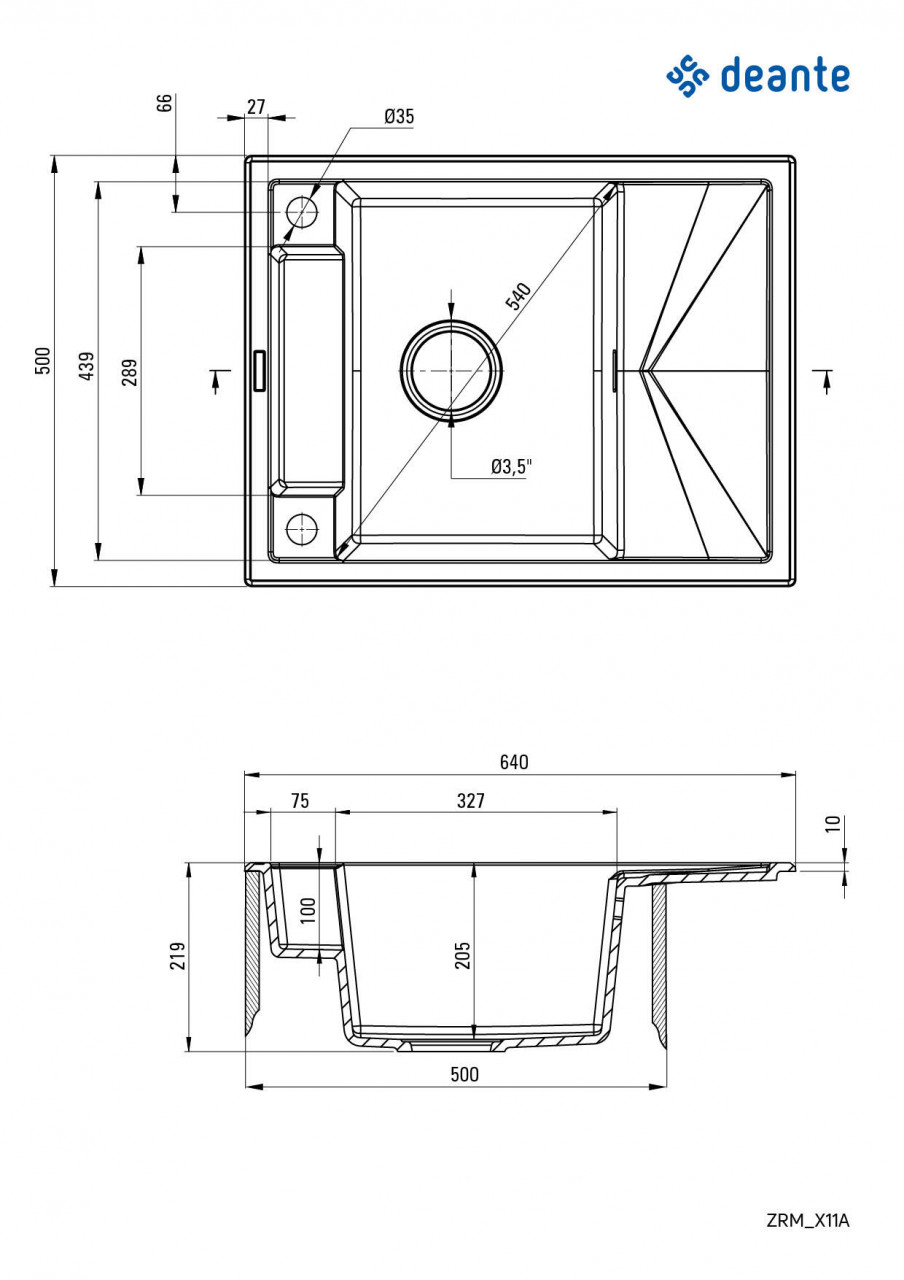 Chiuvetă magnetică din granit, 1-cuvă cu picurător, Magnetic, ZRM_T11A - 1 | YEO