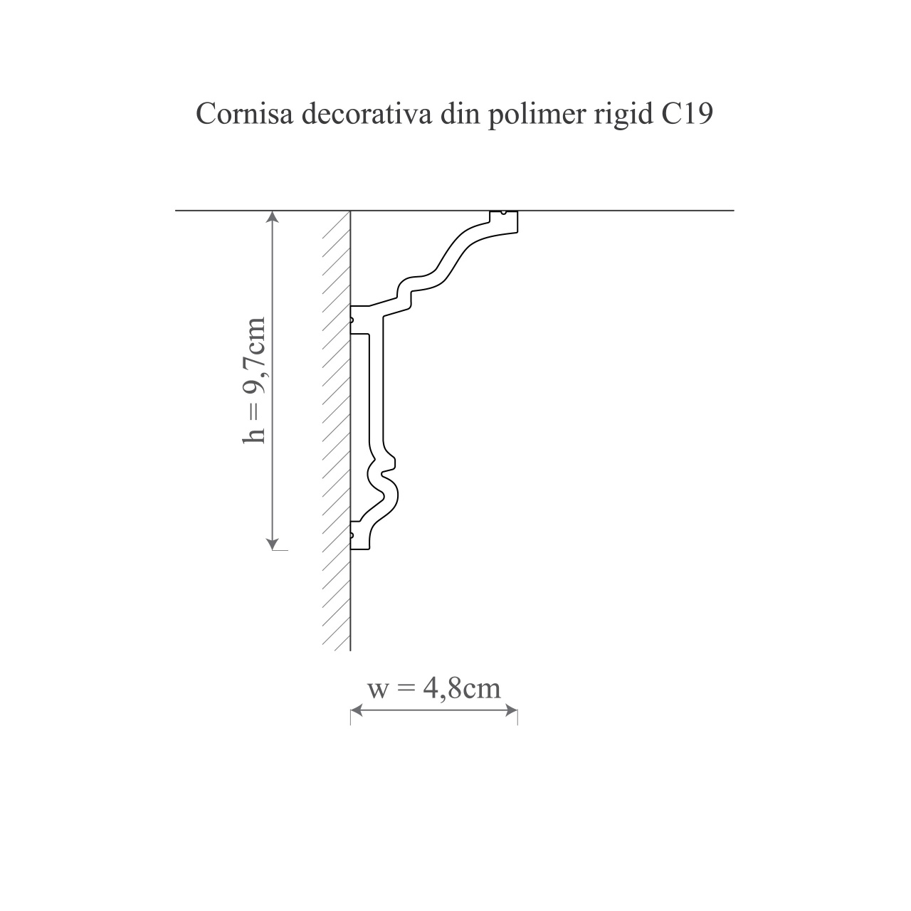Cornisa decorativa C19 - 9.7x4.8x200 cm - 1 | YEO