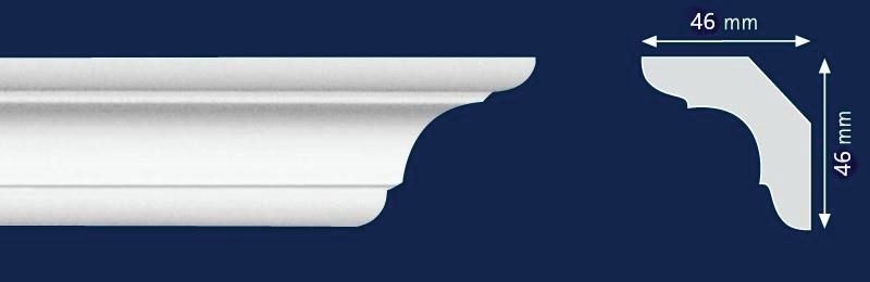 Cornisa decorativa din polistiren dens extrudat SC4 - 4.6x4.6x200 cm - 1 | YEO