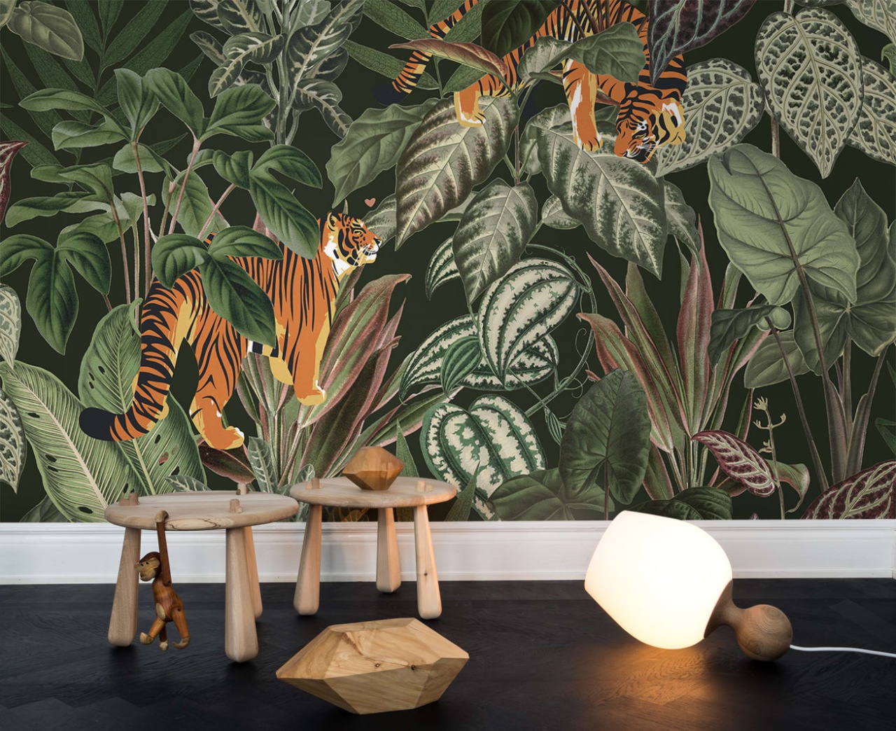 Fototapet, 3D Mischievous Tigers, Lush, Rebel Walls - 4