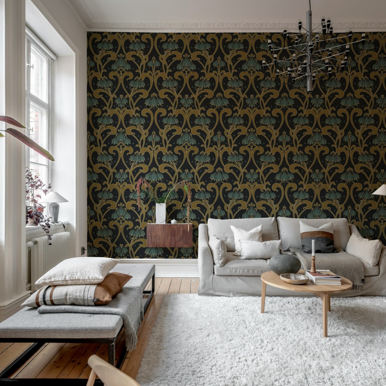 Fototapet, Art Nouveau Flower, Brown, Rebel Walls