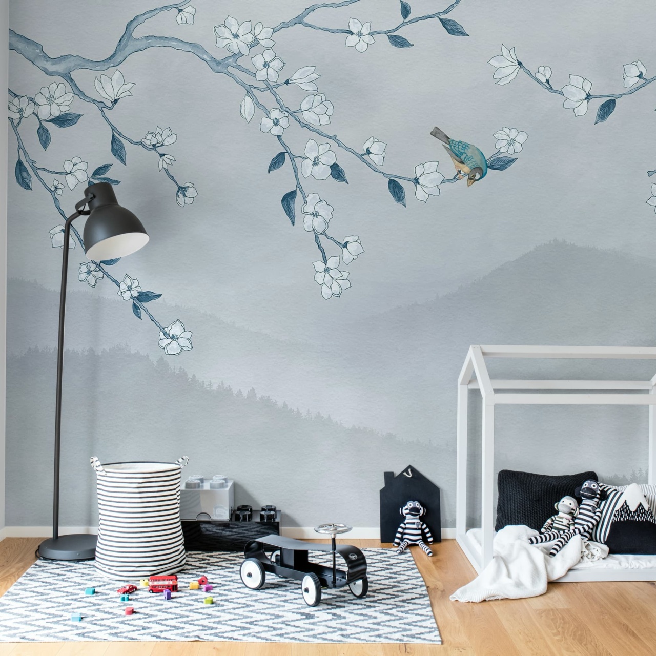 Fototapet, Bird in Tree, Blue, Rebel Walls - 3