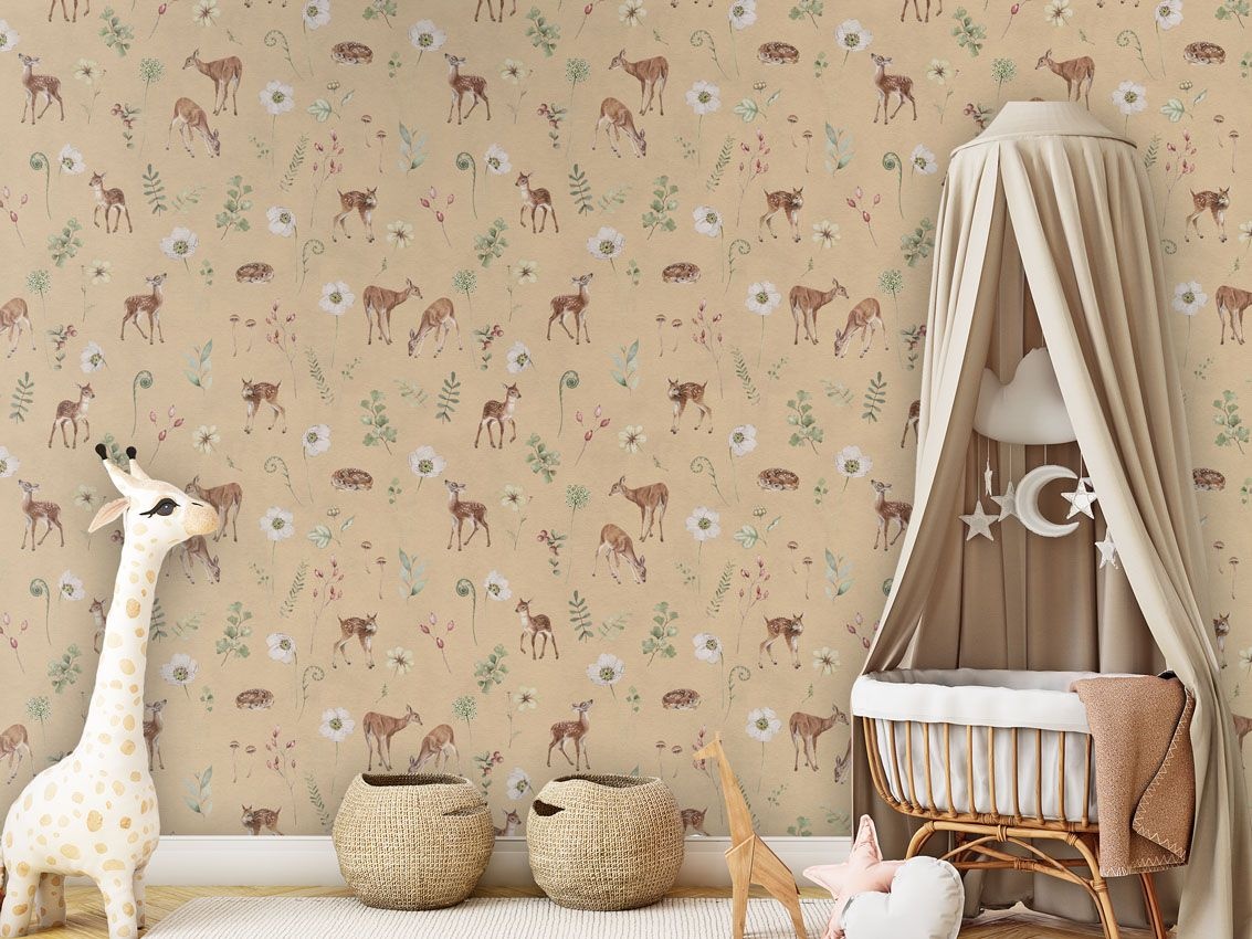 Fototapet Dancing Deer - Yellow, Kikki Belle - 4