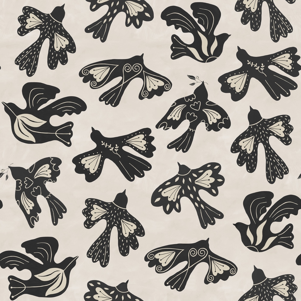 Fototapet, Dancing Wings, Black & White, Rebel Walls - 2