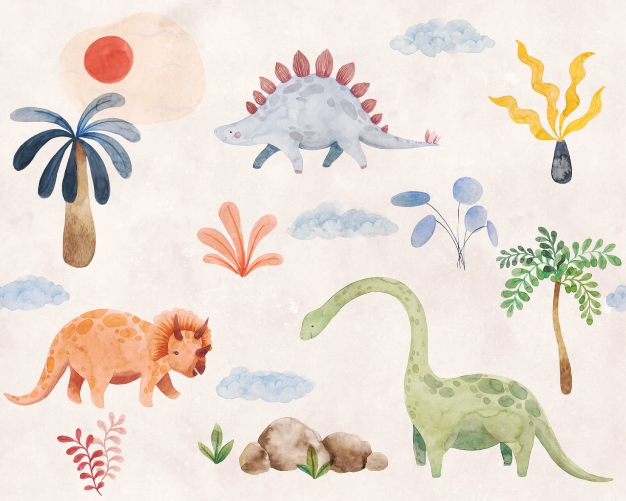 Fototapet, Dinosaur Oasis, Beige, Rebel Walls - 2