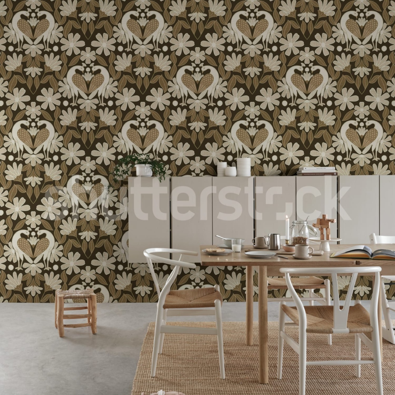 Fototapet, Dreamy Birds, Beige, Rebel Walls