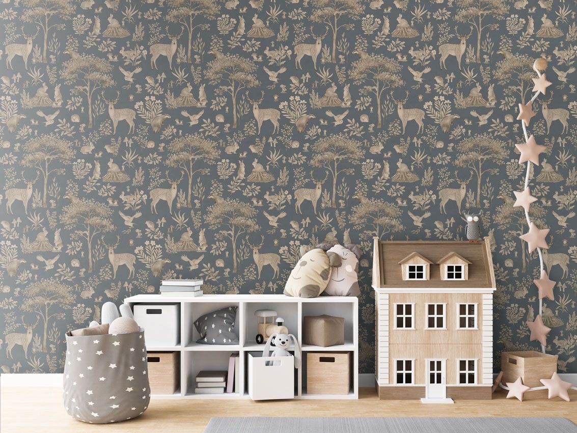 Fototapet Fantastic Forest - Vintage Blue, Kikki Belle - 3