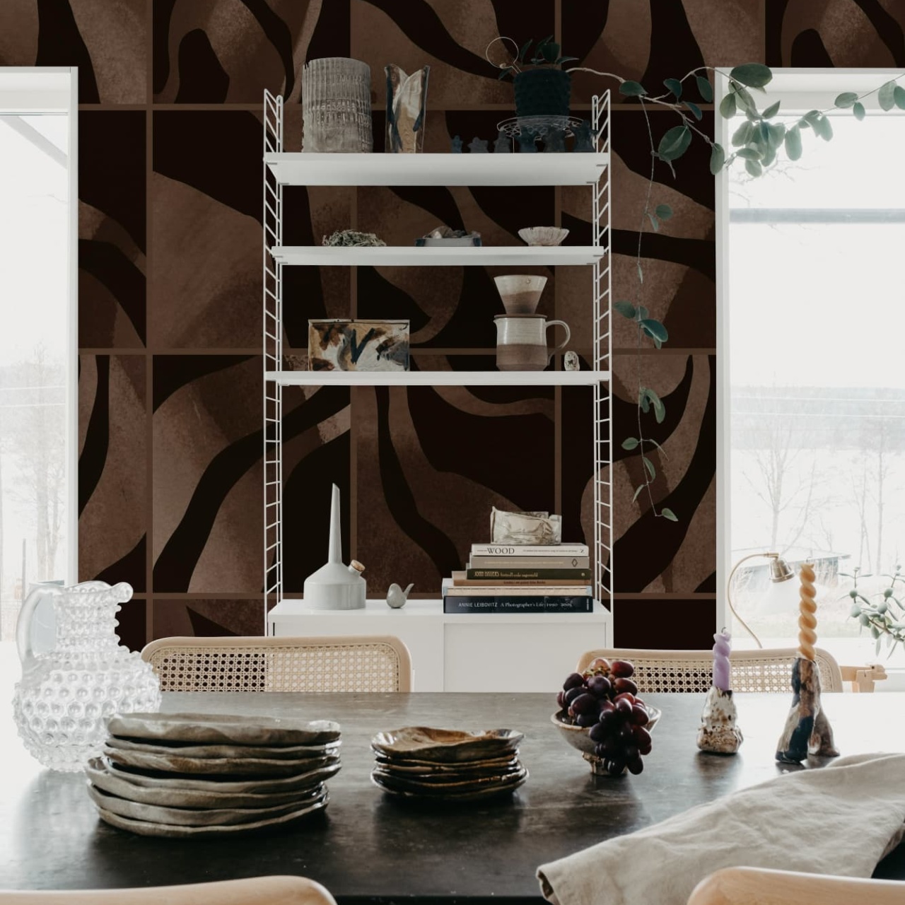 Fototapet, Floating Tiles, Dark Brown, Rebel Walls