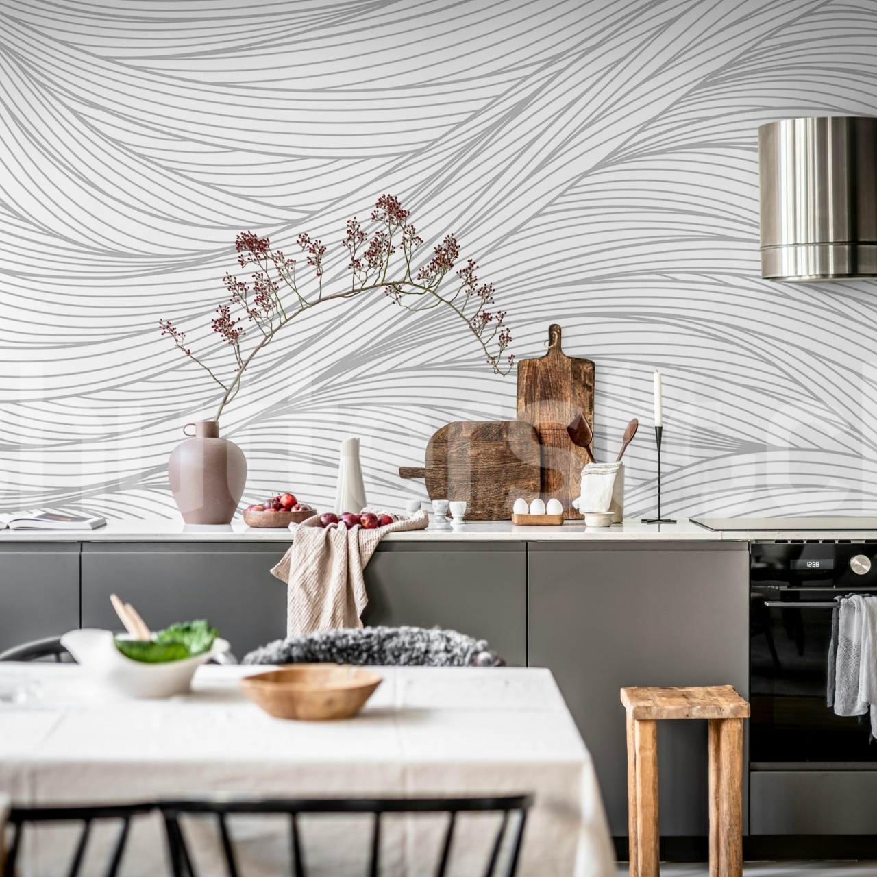 Fototapet, Flow Lines, Gray, Rebel Walls