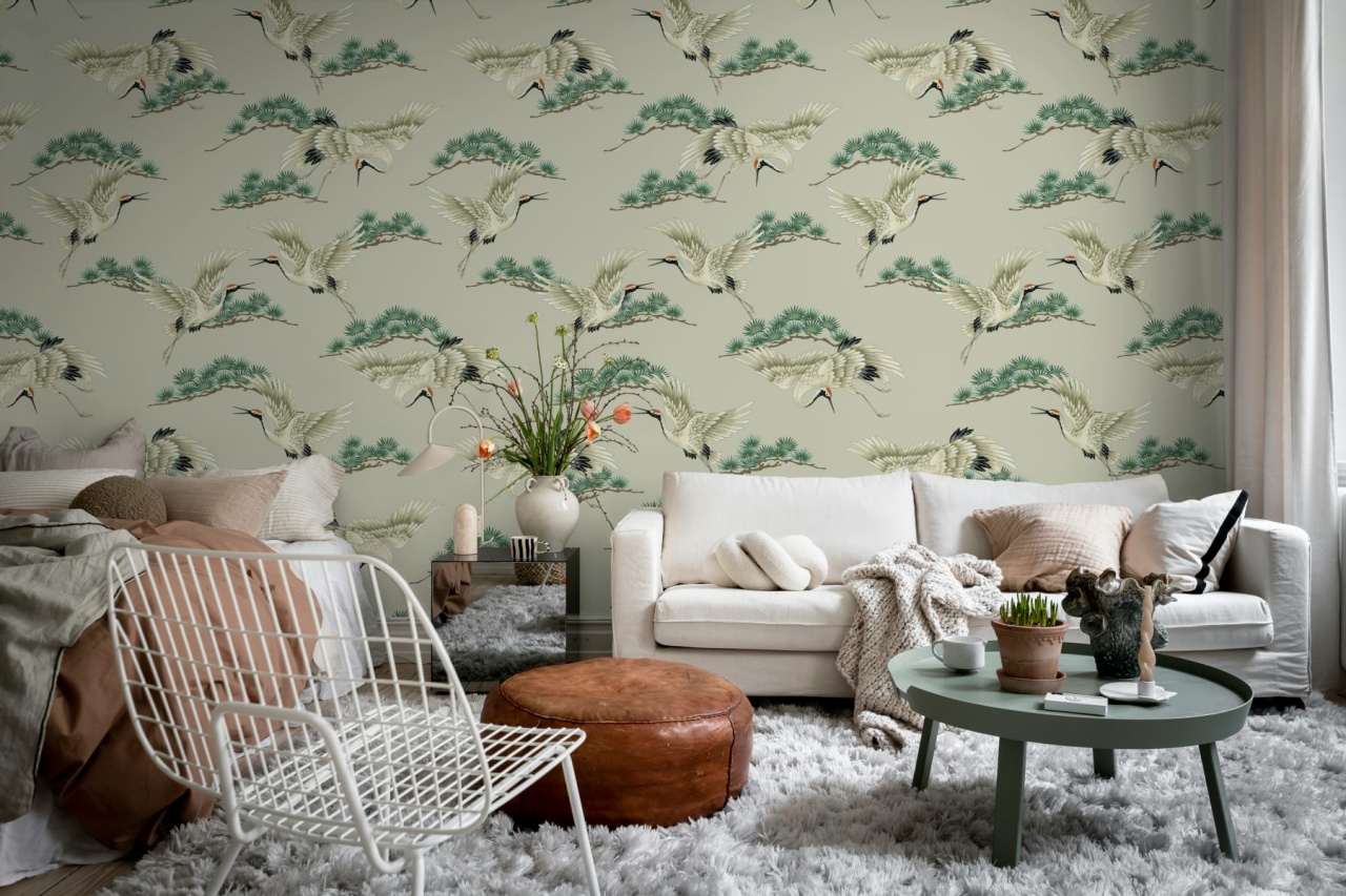 Fototapet, Flying Cranes, Beige, Rebel Walls