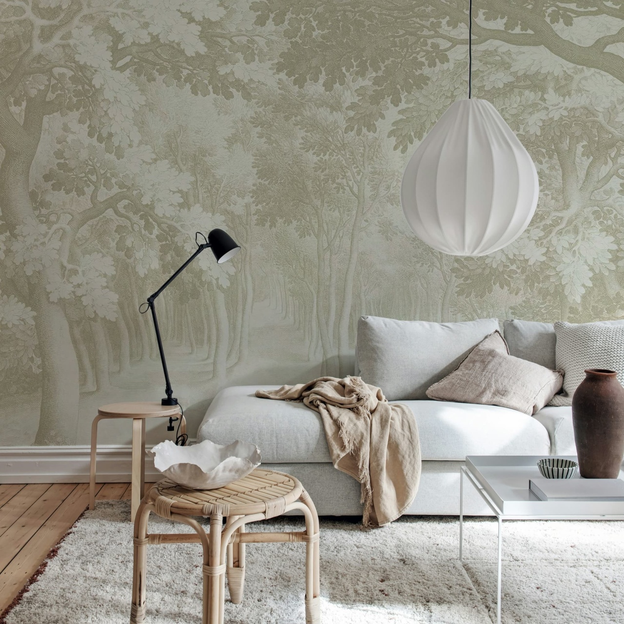 Fototapet, Forest Engraving, Beige, Rebel Walls - 3