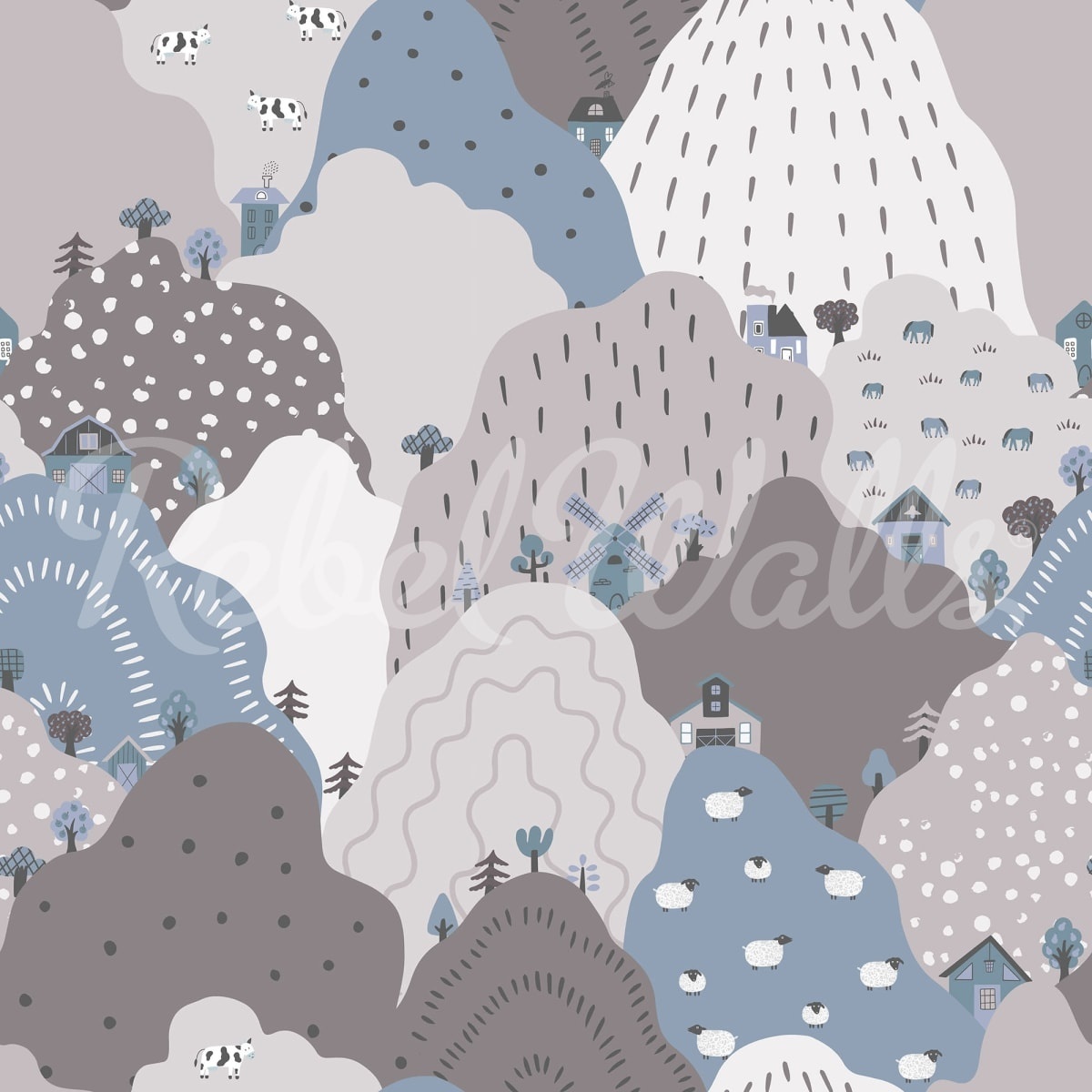 Fototapet, Happy Hillside, Gray, Rebel Walls - 2