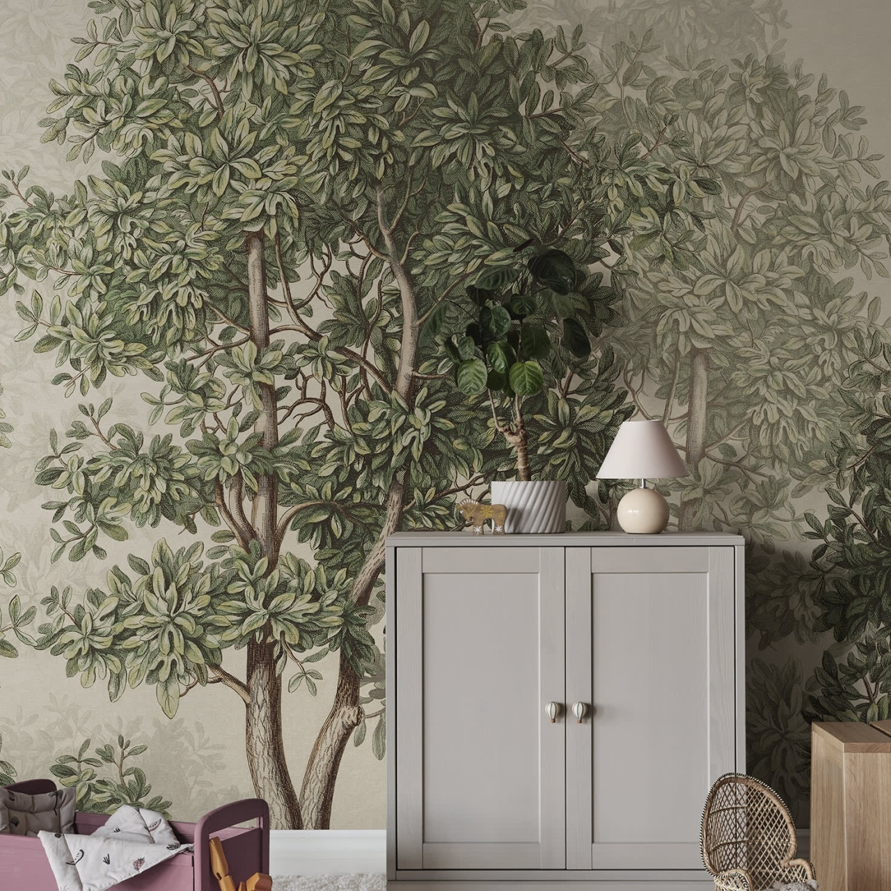 Fototapet lavabil, Charles Mural, Green, Sandberg